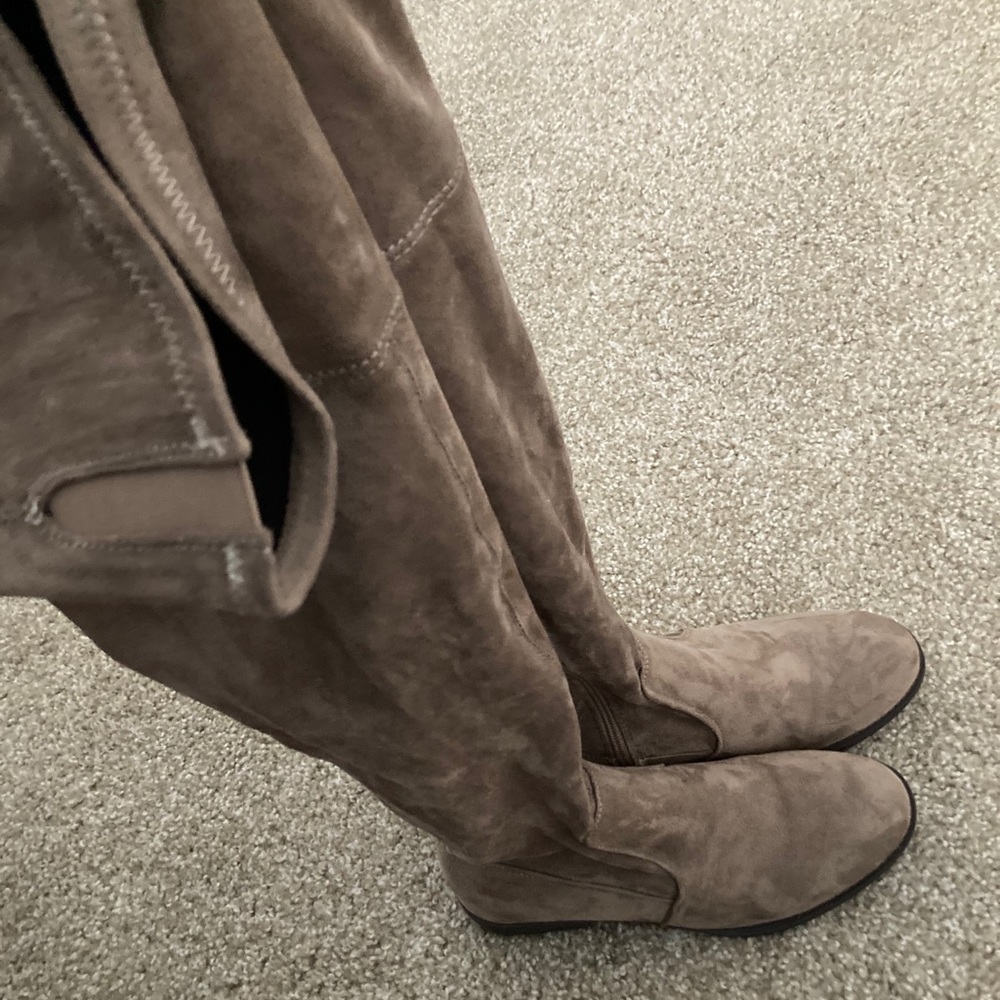 Thigh high tan boots